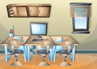 cartoon vector illustration interior office room with separated layers in 2d graphic