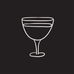 Glass of wine sketch icon.