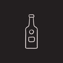 Glass bottle sketch icon.