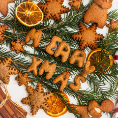 Merry Xmas Letters and Gingerbread Cookies