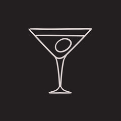 Cocktail glass sketch icon.