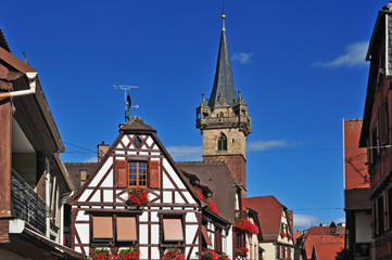 Fototapeta premium Obernai, antiche case alsaziane, Alsazia - Francia