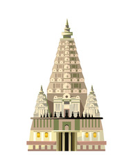 Mahabodhi temple icon isolated on white background - 122280921