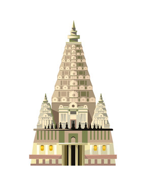 Mahabodhi temple icon isolated on white background
