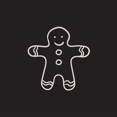 Gingerbread man sketch icon.