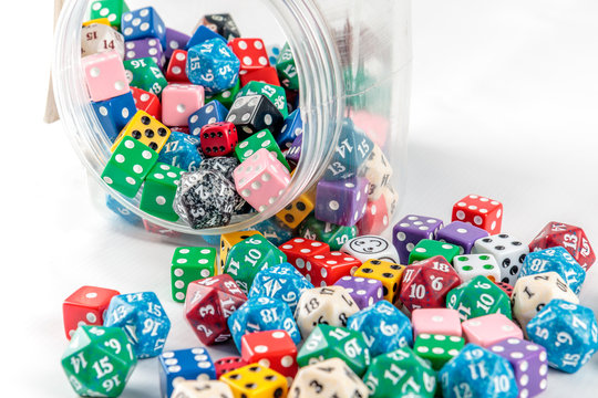 Mixed dice in a jar