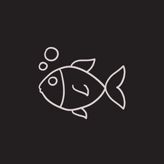 Little fish under water sketch icon.