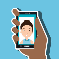 hand holding smartphone person woman vector illustration eps 10