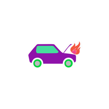 Car fire Icon Vector