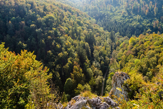 View down on beautiful landscape in Swabian Alb