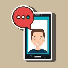 smartphone man speech bubble vector illustration eps 10