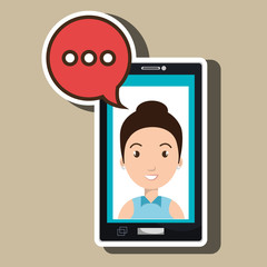 smartphone woman speech bubble vector illustration eps 10