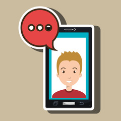 smartphone man speech bubble vector illustration eps 10