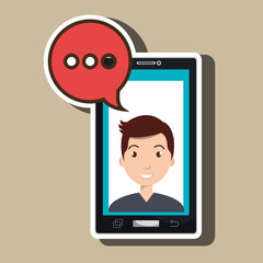 smartphone man speech bubble vector illustration eps 10