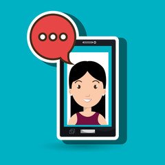 smartphone woman speech bubble vector illustration eps 10