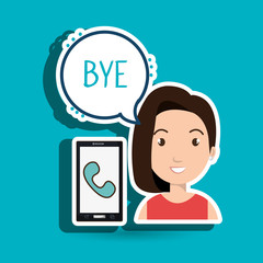 woman smartphone bubble telephone vector illustration eps 10