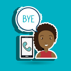 woman smartphone bubble telephone vector illustration eps 10