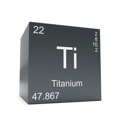 Iron chemical element symbol from the periodic table displayed on black cube