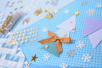 Bright and shiny accessories to make Christmas card