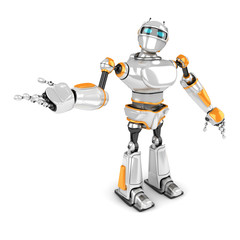 Naklejka premium White Futuristic Robot Showing Gesture