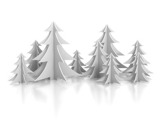 Fototapeta premium New Year Background With Paper Christmas Trees