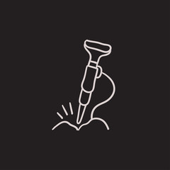 Pneumatic hammer drill sketch icon.