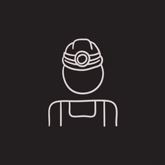 Coal miner sketch icon.