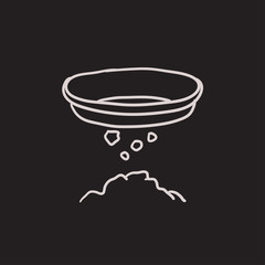 Bowl for sifting gold sketch icon.