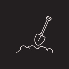 Mining shovel sketch icon.