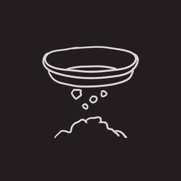 Bowl For Sifting Gold Sketch Icon.