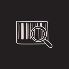 Magnifying glass and barcode sketch icon.