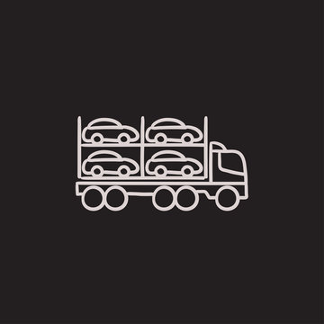 Car carrier sketch icon.