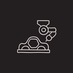 Car production sketch icon.