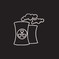 Nuclear power plant sketch icon.