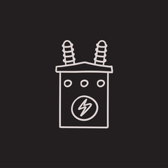 High voltage transformer sketch icon.