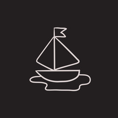 Toy model of ship sketch icon.