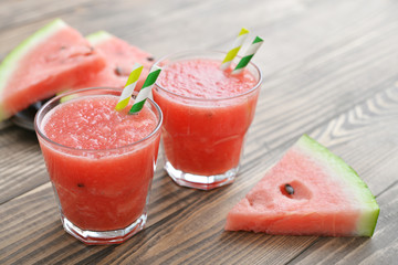 Watermelon smoothie in glass