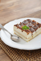 Tiramisu cake with mint