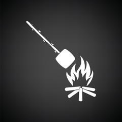 Camping fire with roasting marshmallow icon