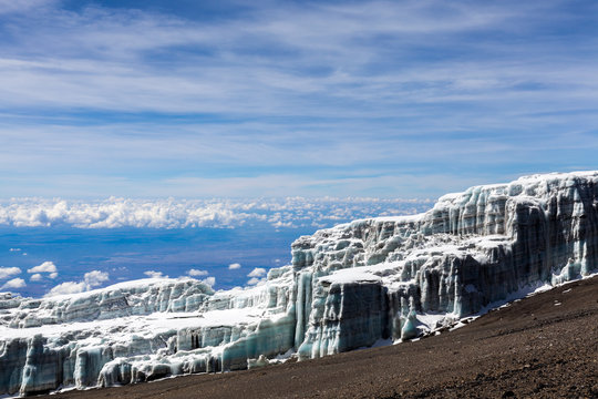View from top of Mount Kilimanjaro, the highest mountain in Africa