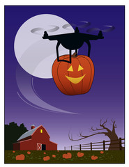 Haunted Drone / A drone carries off a jack o lantern.