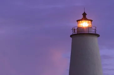 Printed kitchen splashbacks Lighthouse Ocracoke Light Shining at Dawn - North Carolina Outer Banks