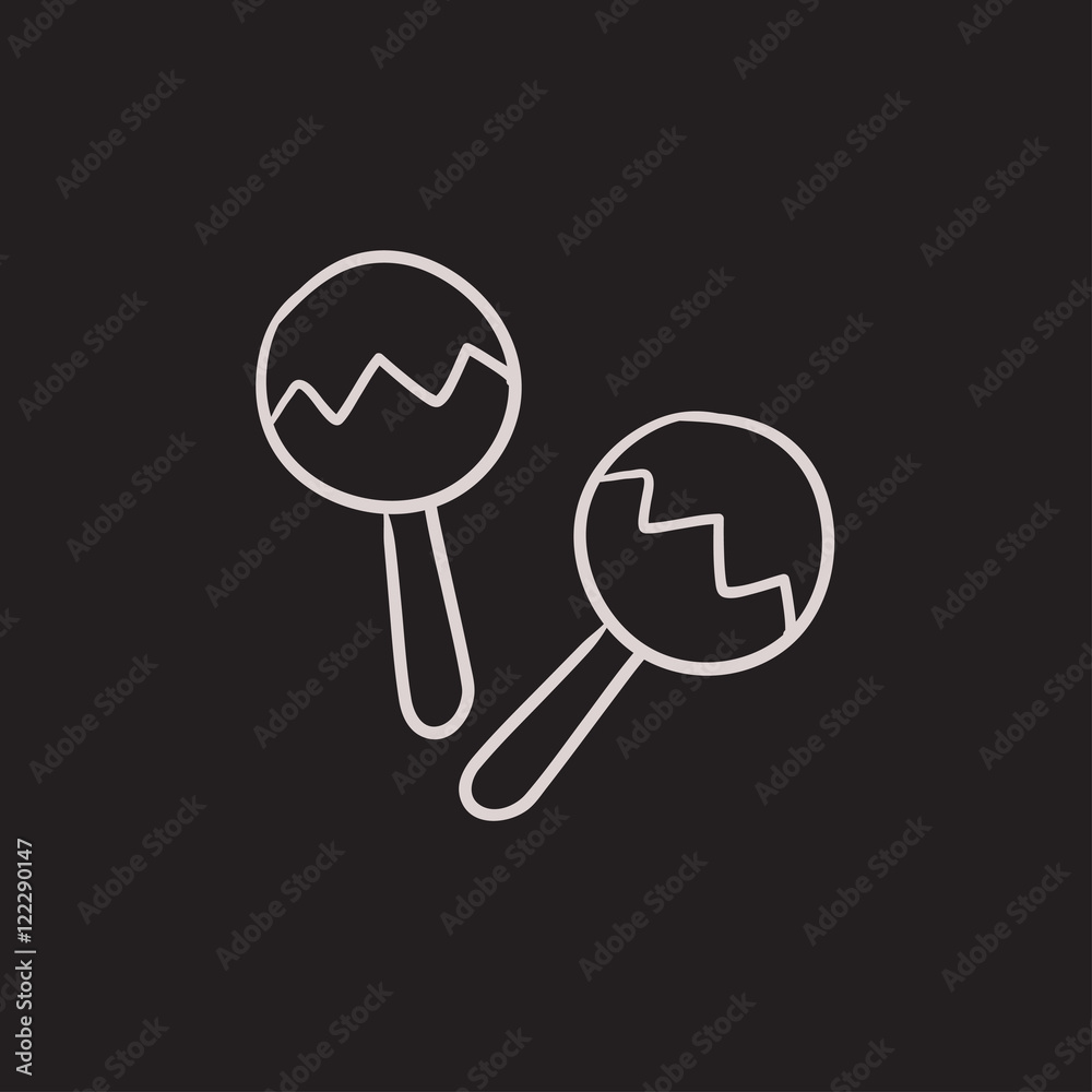 Wall mural maracas sketch icon.