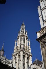Fototapeta na wymiar Tower of the cathedral of Antwerp