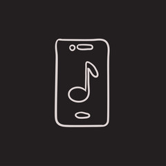 Phone with musical note sketch icon.