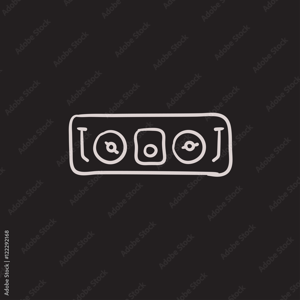 Sticker dj console sketch icon.