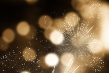 Fototapeta premium Abstract holiday background - fireworks at New Year and copy spa