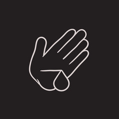 Wounded palm sketch icon.