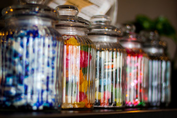 Row of candy jars