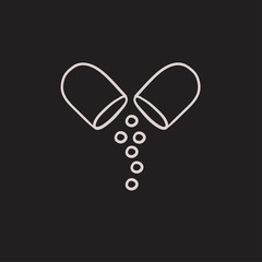 Capsule pill sketch icon.